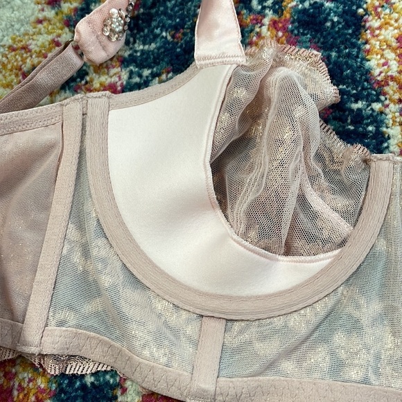 Victoria’s Secret Elegant Sparkly Pink Metallic Floral Sequins Dream Angels Bra - Picture 11 of 11